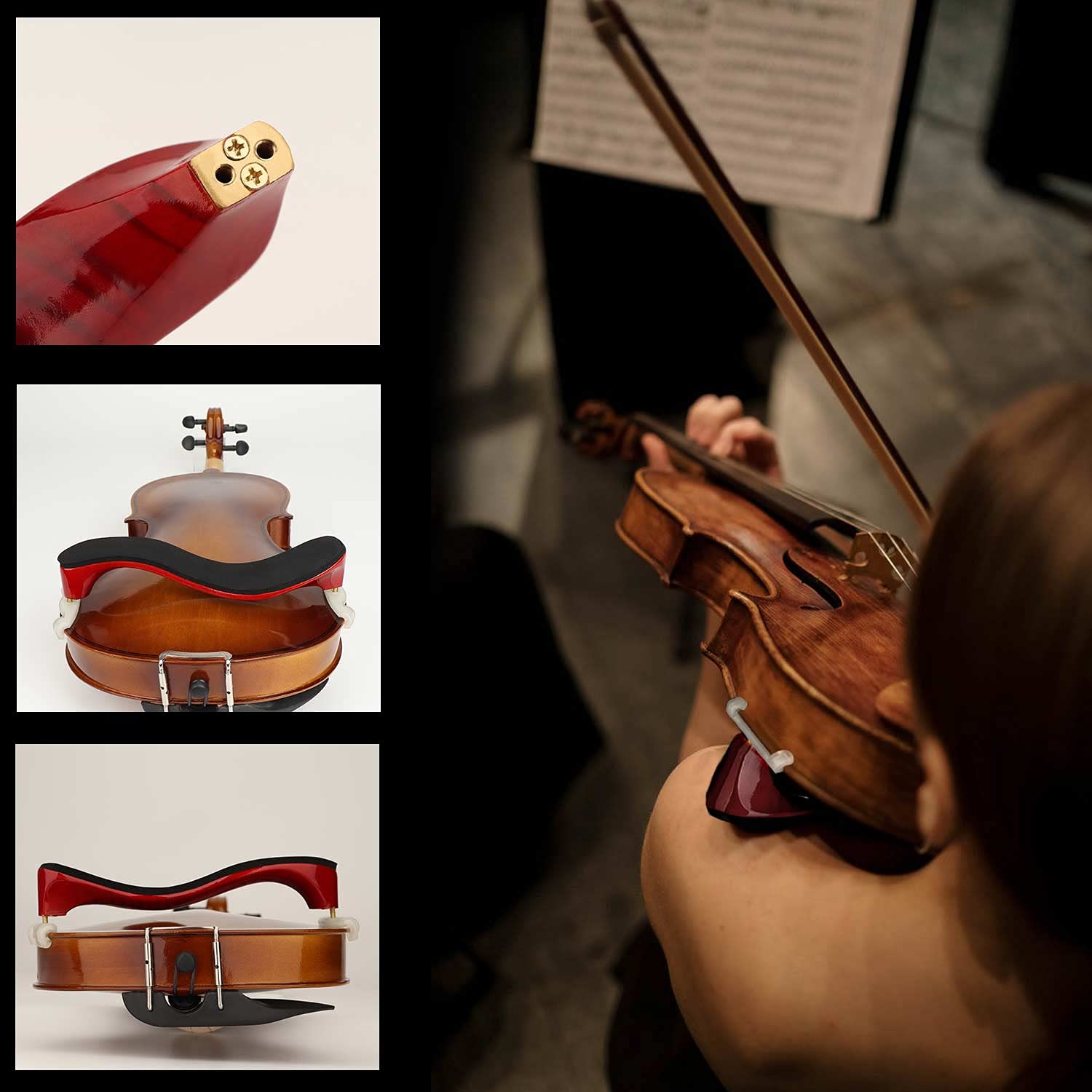 Lms Violin Shoulder Rest For 3/4 Size 4/4 Size, Adjustable Shoulder Rest For Violin, With Height Adjustable Feet Comfortable Foa